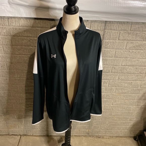 Under Armour Ladies Rival Black White Full Zip Track Jacket XL - Picture 1 of 5